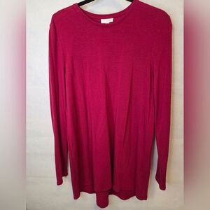 Purejill By J. Jill Deep‎ Red Long Sleeve Oversized Size Medium